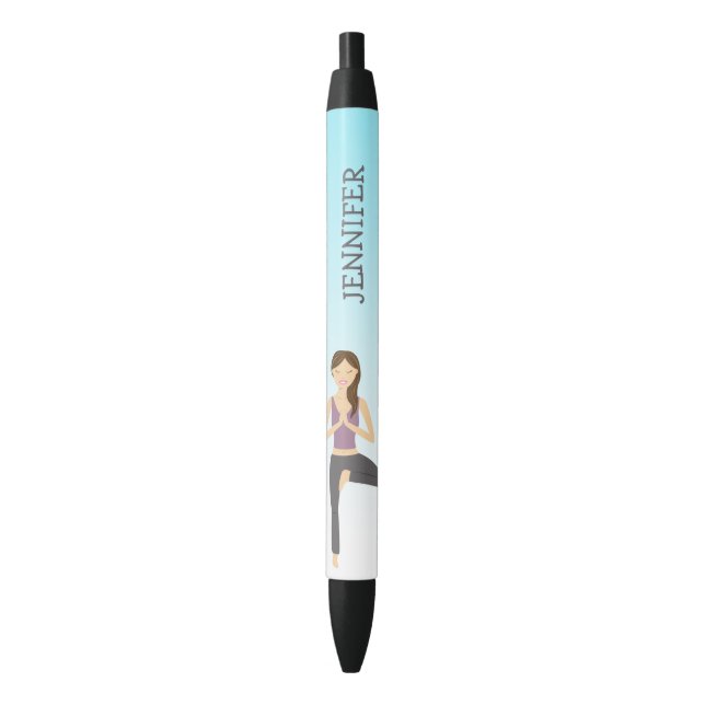 Yoga Woman In Tree Pose And Custom Name Pen (Front Vertical)