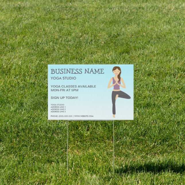Yoga Woman In Tree Pose Custom Yoga Business Sign (Insitu)