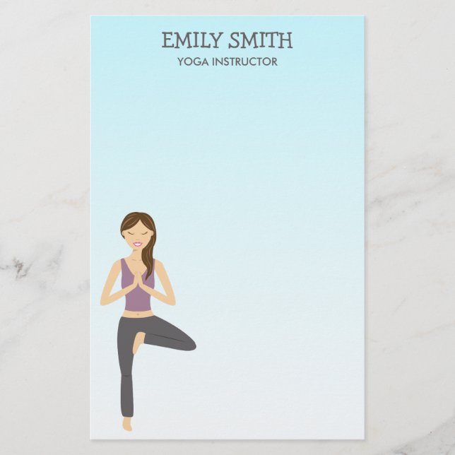 Yoga Woman In Tree Pose Yoga Instructor Stationery (Front)