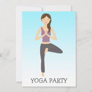 Yoga Woman In Tree Pose Yoga Party Invitation