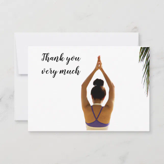 Yoga woman posing yoga Thank you card | Zazzle