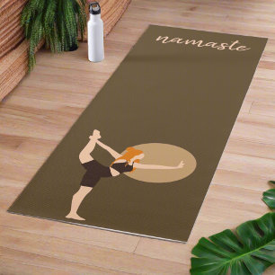 Yoga Women Exercise Poses Namaste Yogi Brown Yoga Mat