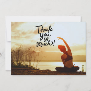 Yoga Women on Sunset Background Thank You Card