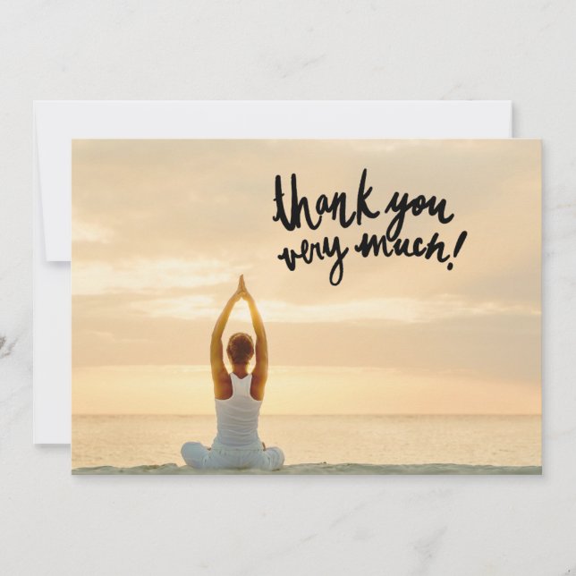 Yoga Women on Sunset Background   Thank You Card (Front)