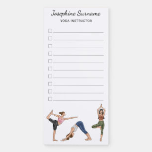Yoga Women Poses Stretch Exercise Women Checklist Magnetic Notepad