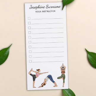 Yoga Women Poses Stretch Exercise Women Checklist Magnetic Notepad