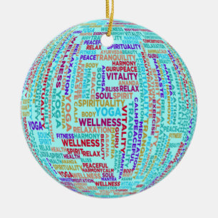 Yoga Word Cloud Ceramic Ornament