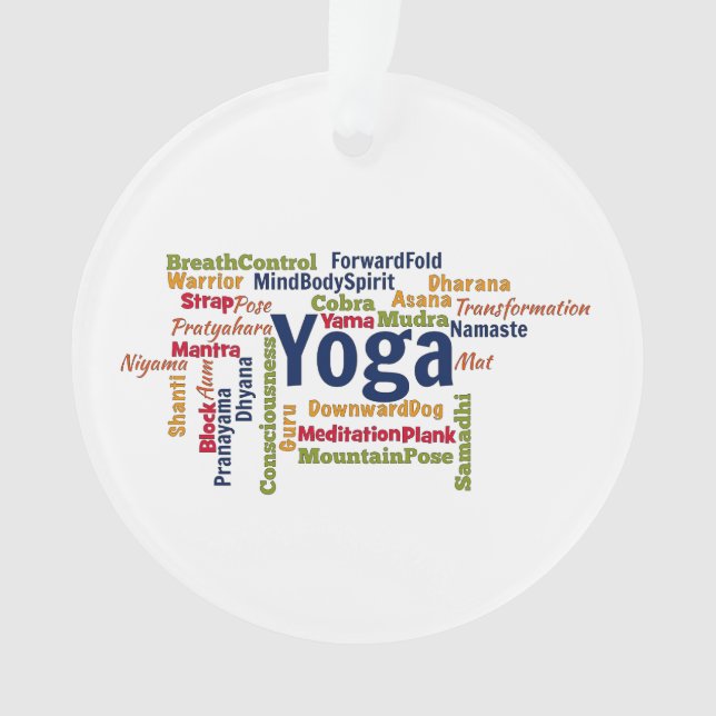 Yoga Word Cloud Ornament (Front)