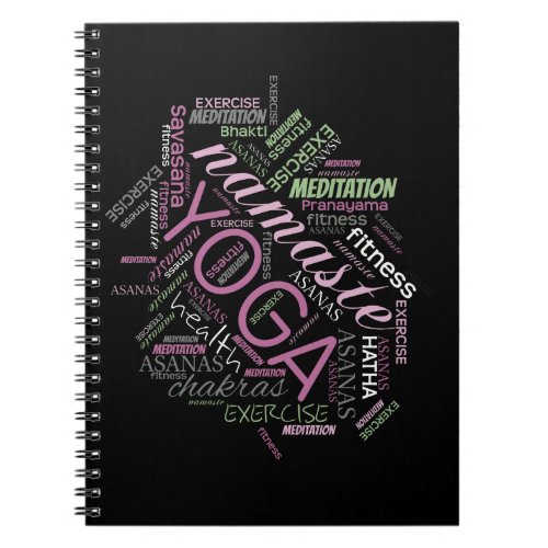 Yoga Word Cloud PlumGreen ID254 Notebook