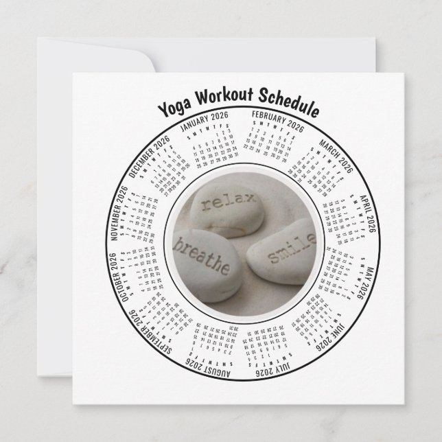 Yoga Workout Calendar Breath Relax Smile Holiday Card (Front)