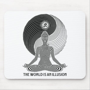 Yoga World Illusion Yin Yang Zen Girl Meditation F Mouse Pad