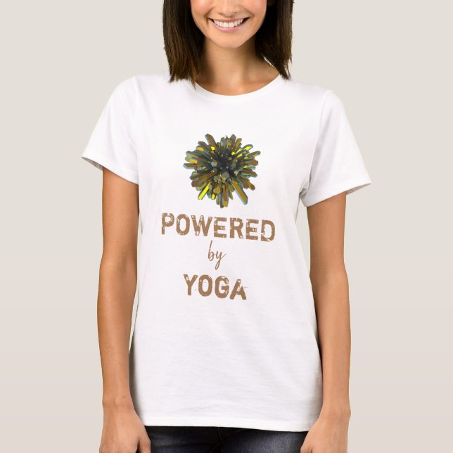 *~* Yoga Yellow Gold Crystal Sphere Women White T-Shirt (Front)