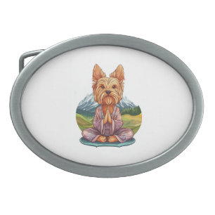 Yoga Yorkie � Funny Meditating Dog Belt Buckle