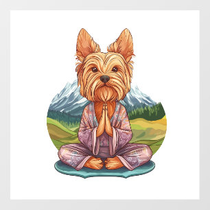 Yoga Yorkie � Funny Meditating Dog Wall Decal