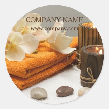 Yoga Zen Aromatherapy Skincare Spa Massage Therapy Classic Round Sticker by businesscardsdepot at Zazzle