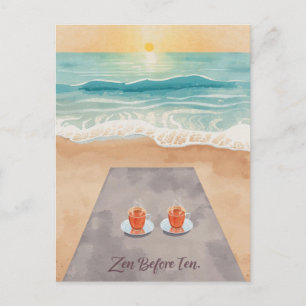 Yoga zen before ten by the beach postcard