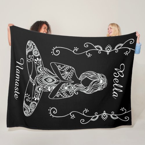 Yoga Zen Girl Personalized Fleece Blanket