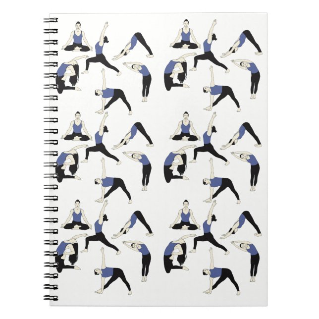 Yogaposen Notizbuch in Blau – für klare Gedanken & Notebook (Front)