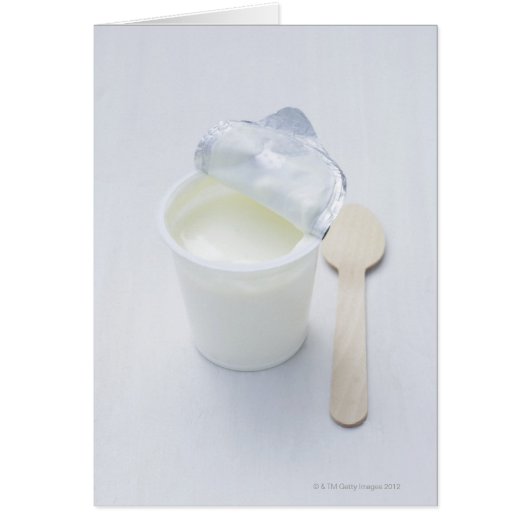 Yoghurt in opened disposable cup cards (Front)