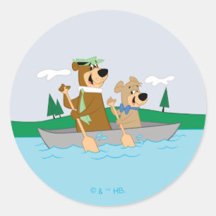 Yogi Bear and Boo Boo Fun Canoe Adventure Classic Round Sticker