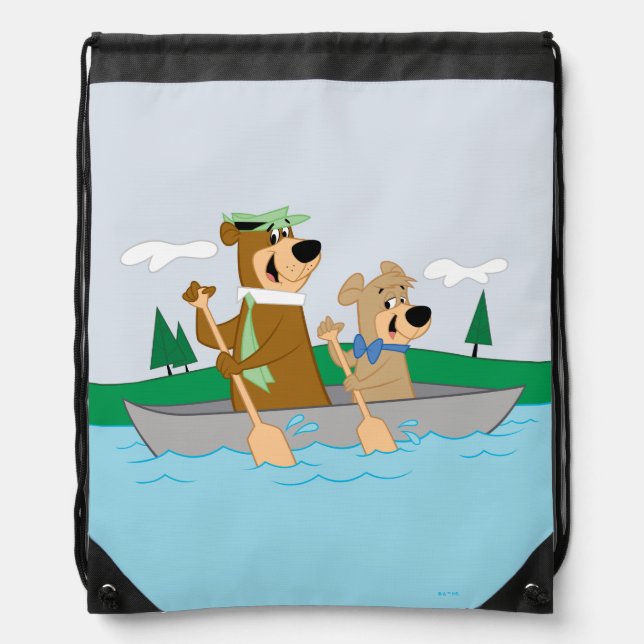 Yogi Bear and Boo Boo Fun Canoe Adventure Drawstring Bag (Front)