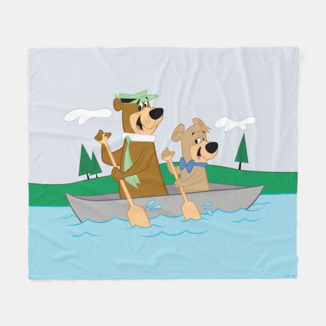 Yogi Bear and Boo Boo Fun Canoe Adventure Fleece Blanket (Front (Horizontal))