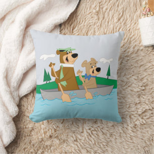 Yogi Bear and Boo Boo Fun Canoe Adventure Throw Pillow