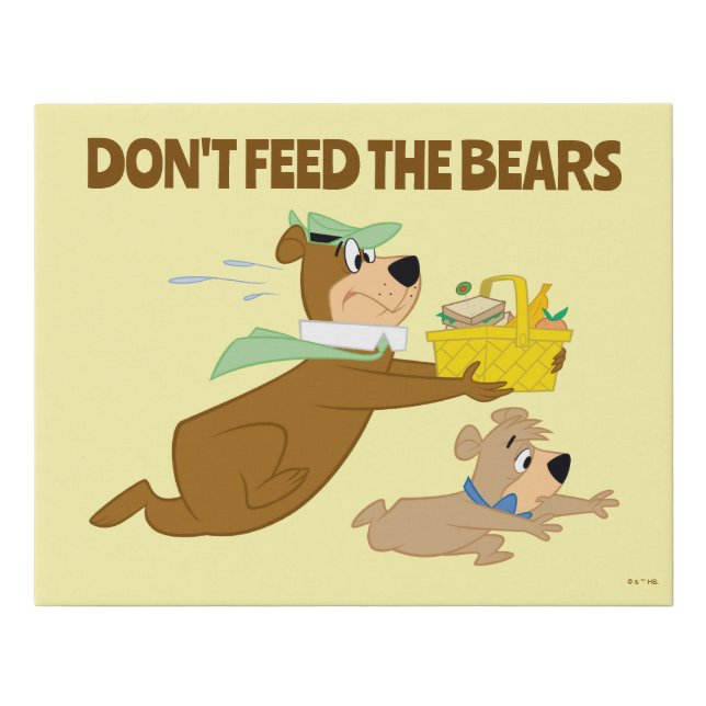 Yogi Bear and Boo-Boo Picnic Panic Faux Canvas Print (Front)