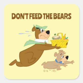 Yogi Bear and Boo-Boo Picnic Panic Square Sticker