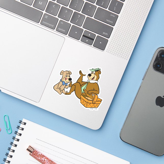 Yogi Bear and Boo-Boo Picnic Snack Sticker (Laptop w/ iPhone)