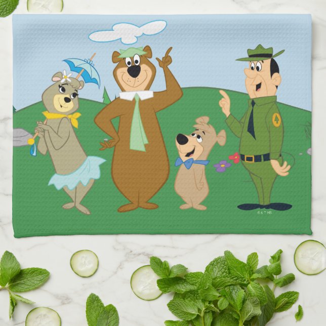 Yogi Bear and Friends Classic Pose Kitchen Towel (Folded)