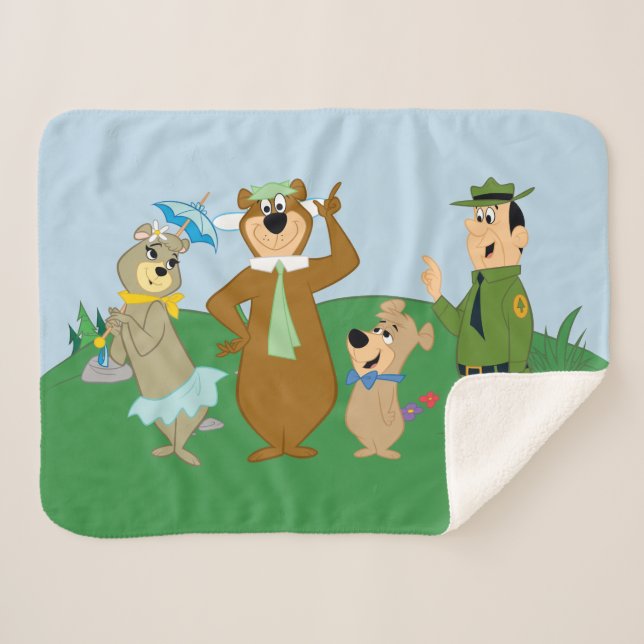 Yogi Bear and Friends Classic Pose Sherpa Blanket (Front (Horizontal))