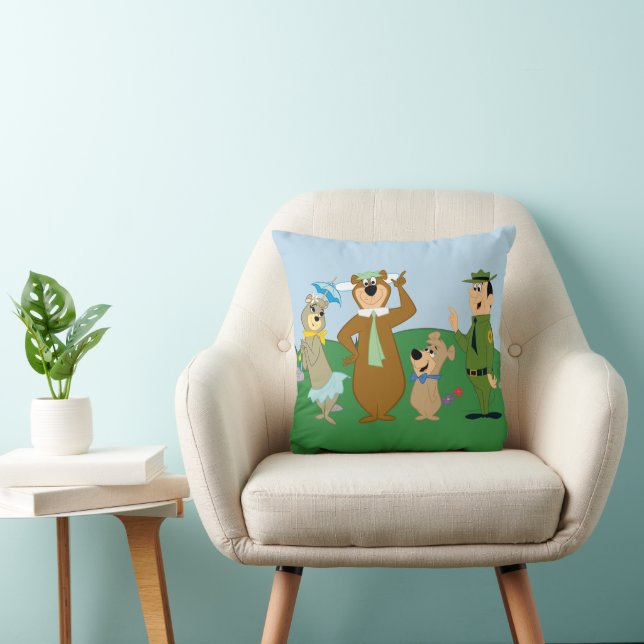 Yogi Bear and Friends Classic Pose Throw Pillow (Chair)
