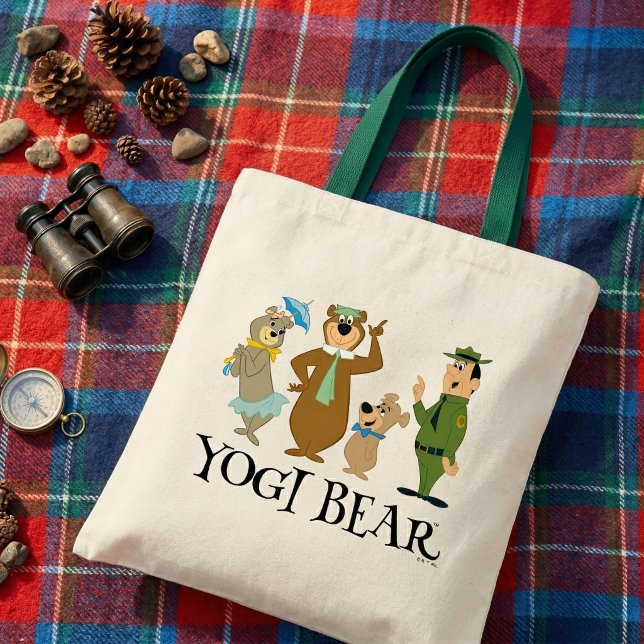 Yogi Bear and Friends Classic Pose Tote Bag (Generated photo of tote bag on blanket)
