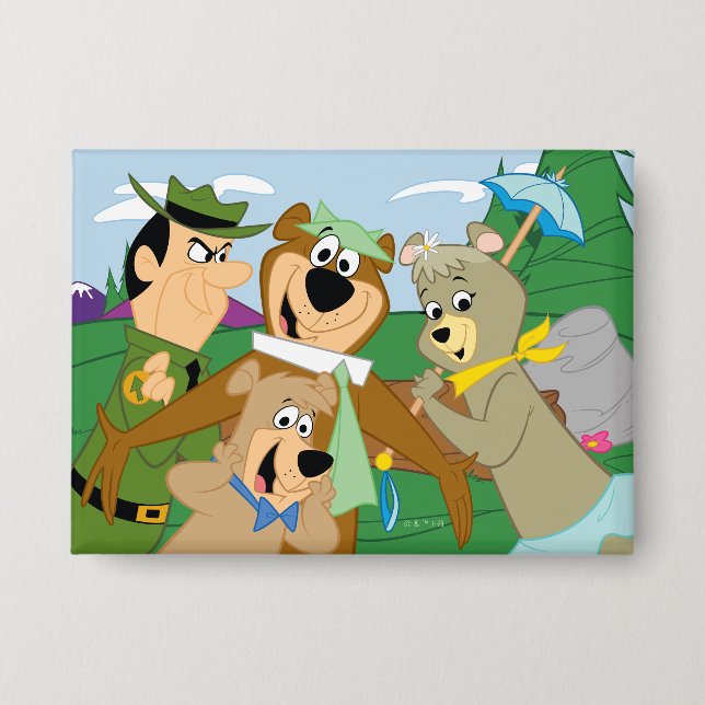 Yogi Bear and Friends Framed Forest Picture Button (Front)