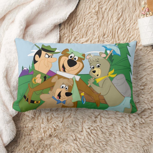 Yogi Bear and Friends Framed Forest Picture Lumbar Pillow (Blanket)