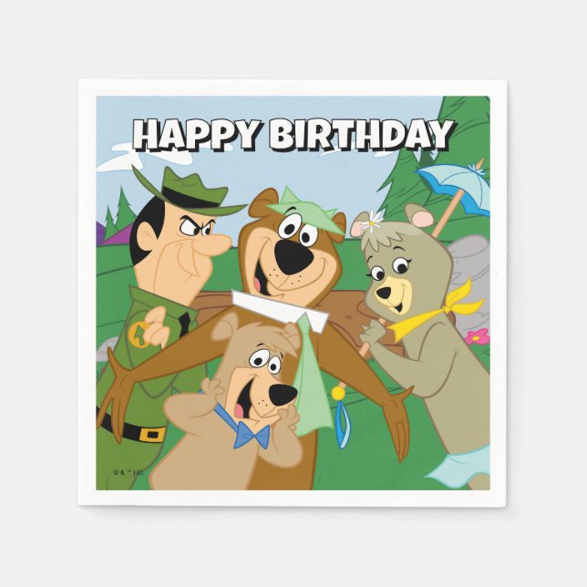 Yogi Bear and Friends Framed Forest Picture Napkins (Front)