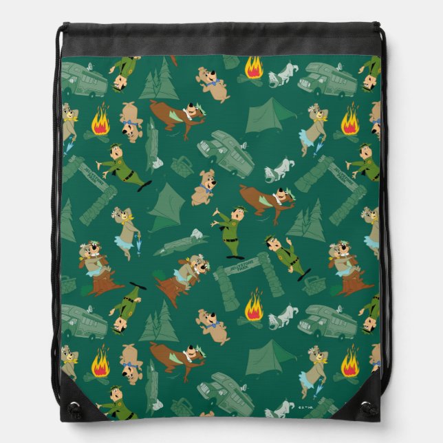 Yogi Bear and Friends Jellystone Park Camp Pattern Drawstring Bag (Front)