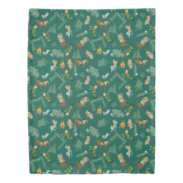 Yogi Bear and Friends Jellystone Park Camp Pattern Duvet Cover (Front)