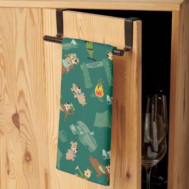 Yogi Bear and Friends Jellystone Park Camp Pattern Kitchen Towel (Thirds Fold)