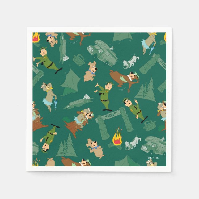 Yogi Bear and Friends Jellystone Park Camp Pattern Napkins (Front)