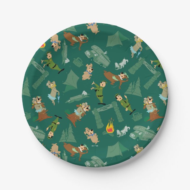 Yogi Bear and Friends Jellystone Park Camp Pattern Paper Plates (Front)