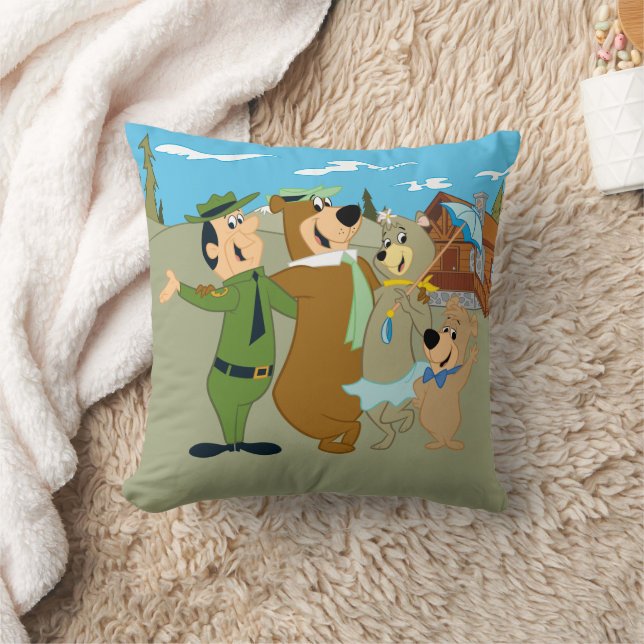 Yogi Bear and Friends Warm Welcome Throw Pillow (Blanket)