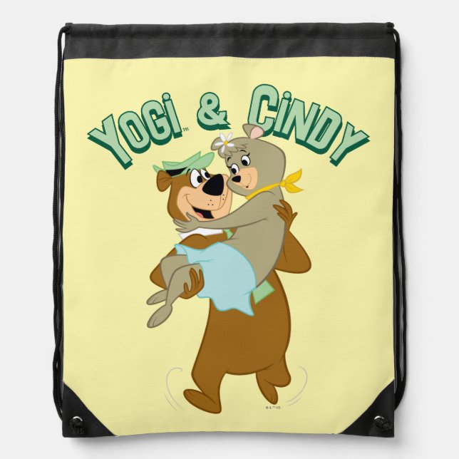 Yogi Bear Carrying Cindy Bear Drawstring Bag (Front)