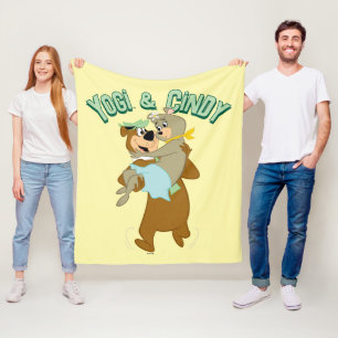 Yogi Bear Carrying Cindy Bear Fleece Blanket