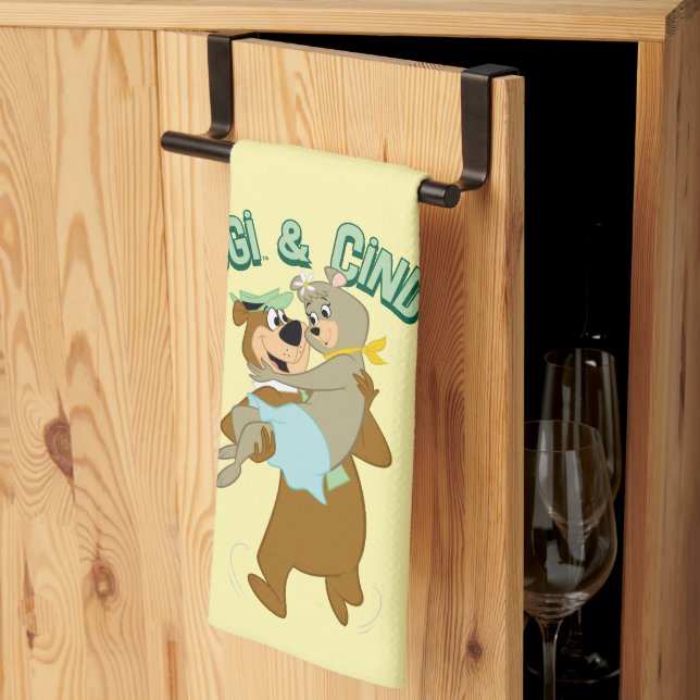 Yogi Bear Carrying Cindy Bear Kitchen Towel (Thirds Fold)