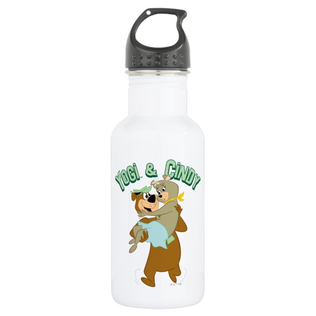 Yogi Bear Carrying Cindy Bear Stainless Steel Water Bottle (Front)