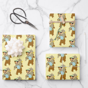 Yogi Bear Carrying Cindy Bear Wrapping Paper Sheets