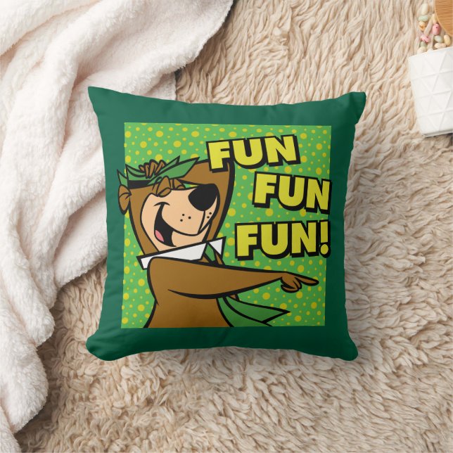 Yogi Bear Fun Fun Fun Throw Pillow (Blanket)