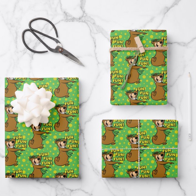 Yogi Bear Fun Fun Fun Wrapping Paper Sheets (Front)